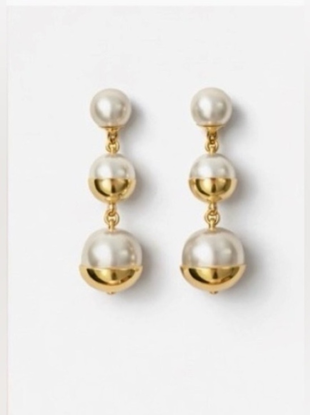 ✨ IBB London Gold Tone, Glass Pearl Drop Earrings✨